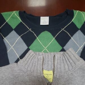 2 Crewcuts Sweaters Navy & Green, Argyle And Gray Zip Sweater